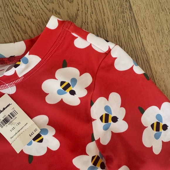 Hanna Andersson Rash Guard Floral Bee Red Size 8 - Picture 4 of 4